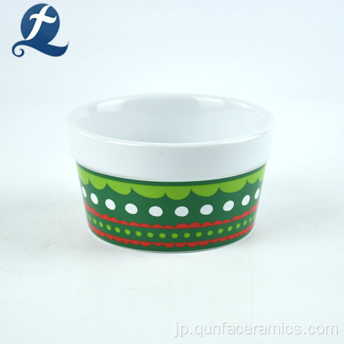 カラフルなカスタム石器クリスマスセラミックケーキカップ